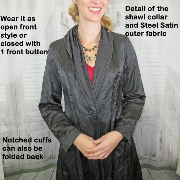 Eileen Fisher coat, Black knee length shawl collar, Fits to 38 inch bust, unworn - Picture 4 of 11